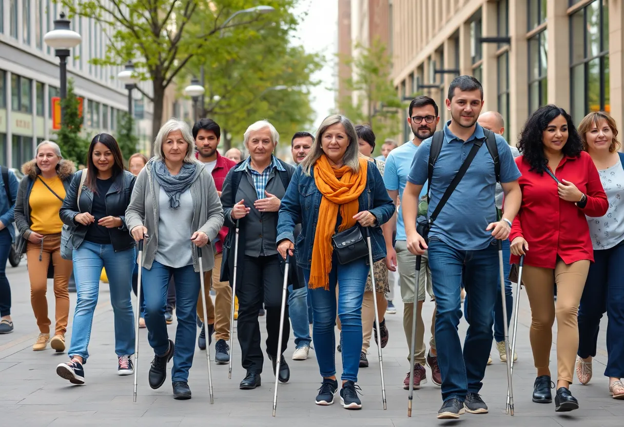 Participants in the Grand Rapids white cane awareness walk