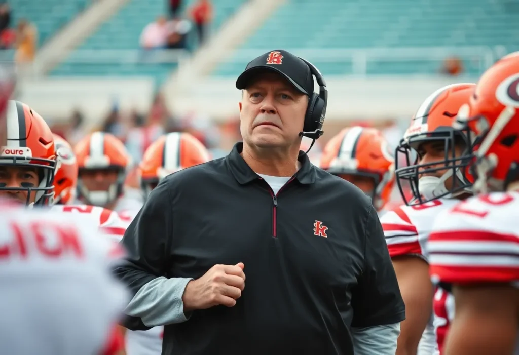 Wisconsin football coach showing frustration during a game
