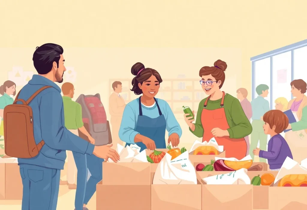 Volunteers distributing food at Gleaners Community Food Bank