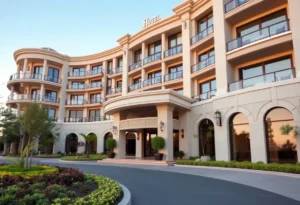 Luxurious lobby of Hotel Katerina in Chico, California