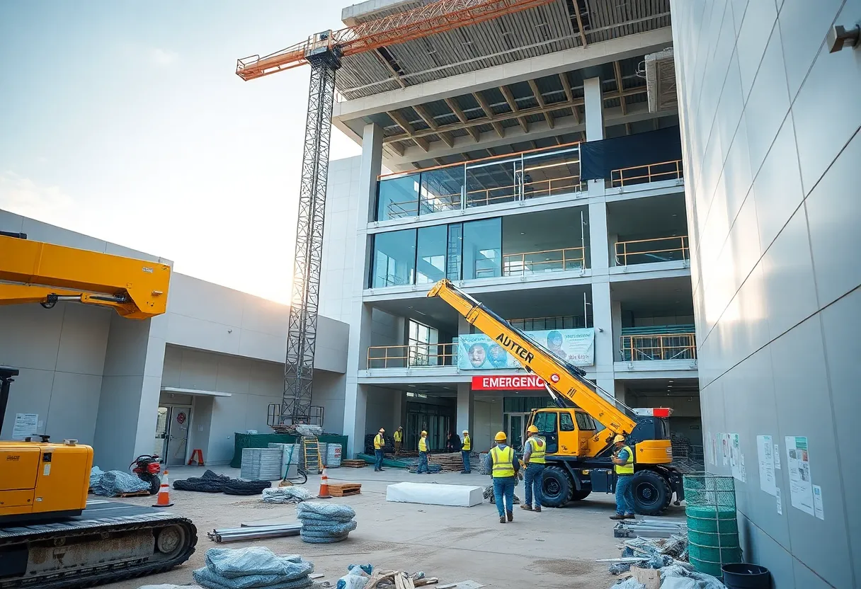 Construction team working on the Emergency Department renovation at Trinity Health Ann Arbor