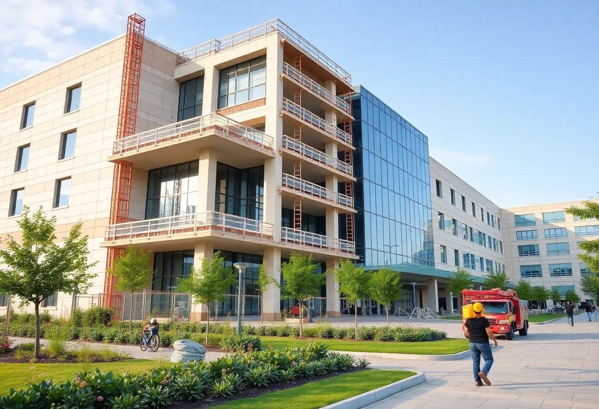 Construction site of Trinity Health Ann Arbor Hospital undergoing renovation