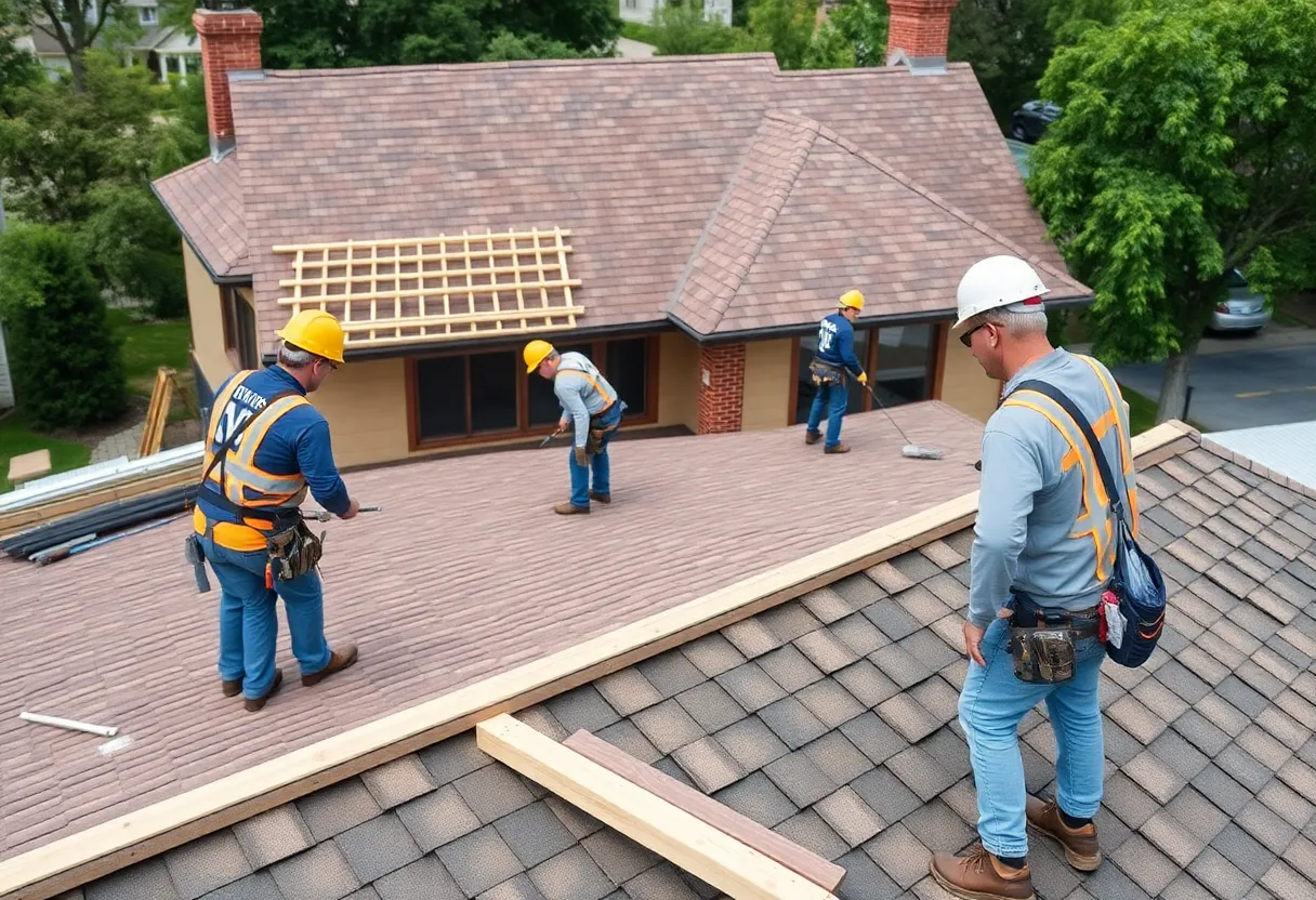 Team of contractors performing home restoration services