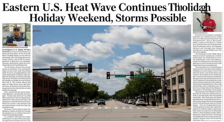 Eastern U.S. Heat Wave Continues Through Holiday Weekend, Storms Possible