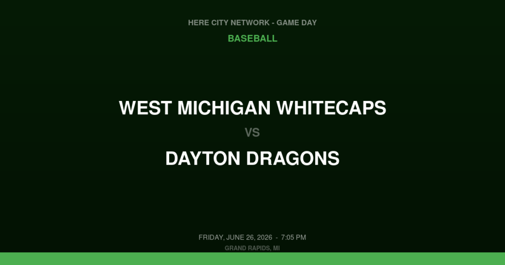West Michigan Whitecaps vs. Dayton Dragons — Baseball Game Day — Grand Rapids, MI — Jun 26, 2026